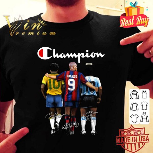 Funny Champion Pelé Ronaldo De Lima Diego Maradona Signatures shirt