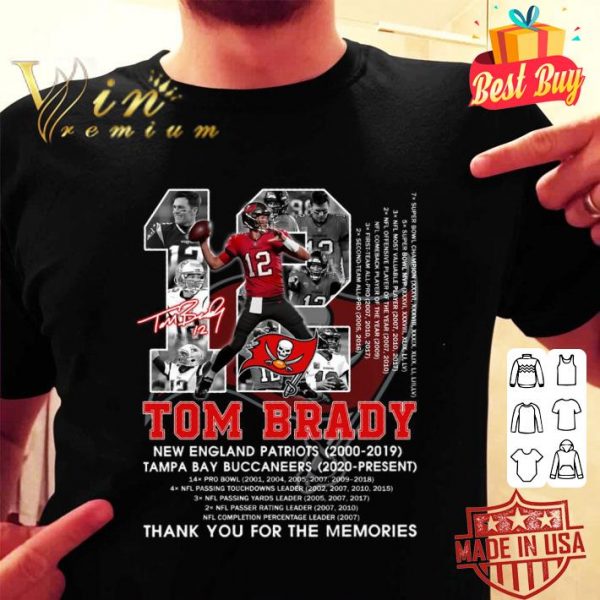 Official No. 12 Tom Brady New England Patriots 2000-2019 Tampa Bay Buccaneers 2020-Present Champions Super Bowl shirt