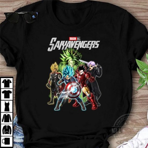 Funny Son Goku and Vegeta Dragon Ball Saiyavengers Marvel Avengers Shirt