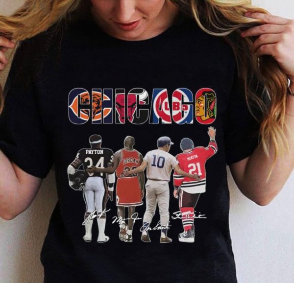 Official Chicago Sports Team Signatures Chicago Bears Chicago Bulls Chicago Cubs Chicago Blackhawks shirt