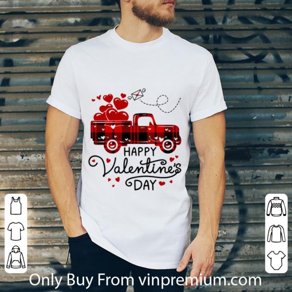 Top Happy Valentine's Day Red Plaid Truck Heart shirt