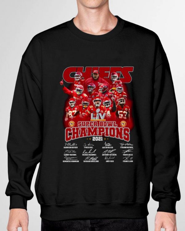 Hot 2021 Team Kansas City Chiefs Super Bowl Champions Signatures Shirt