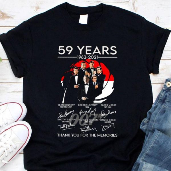 Premium Thank You Memories 007 James Bond 59 Years 1962-2021 Sean Connery Signed Shirt