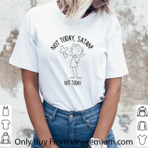 Premium Girl with Cross not today satan not today shirt 2