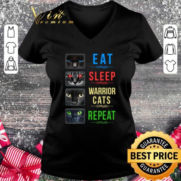 Premium Black Cat Eat Sleep Warrior Cats Repeat Shirt