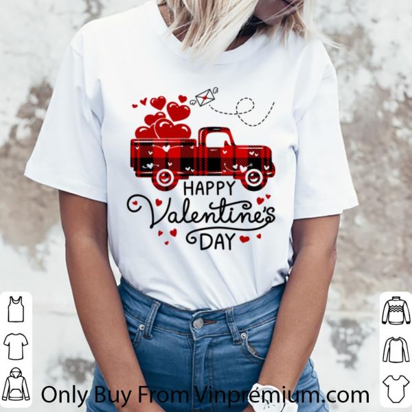 Top Happy Valentine's Day Red Plaid Truck Heart shirt
