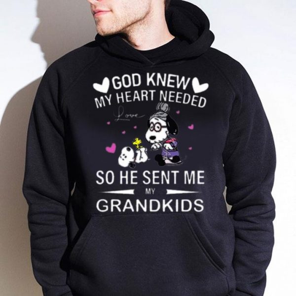 Premium Snoopy and Woodstock god knew my heart needed love so he sent me my grandkids shirt