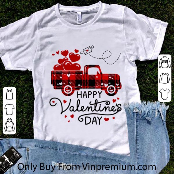 Top Happy Valentine's Day Red Plaid Truck Heart shirt