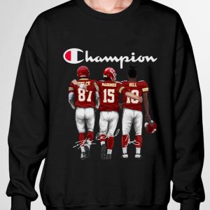 Premium Champion Kansas City Chiefs Travis Kelce Patrick Mahomes II Tyreek Hill Signatures Shirt 2