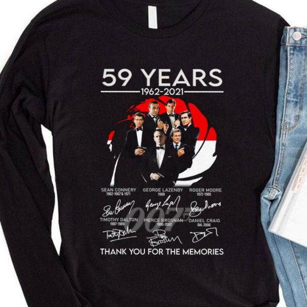 Premium Thank You Memories 007 James Bond 59 Years 1962-2021 Sean Connery Signed Shirt