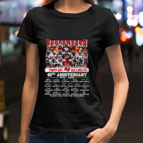 Premium Tampa Bay Buccaneers NFL 45th Anniversary 1976-2021 Signed Thank You For The Memories Shirt