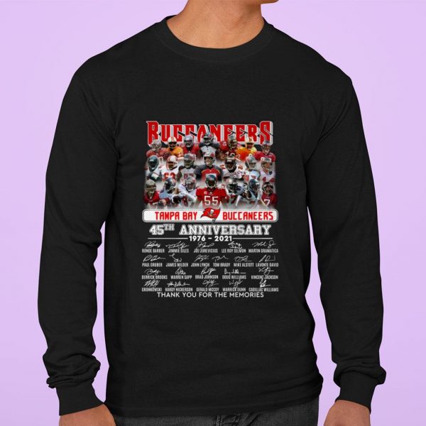 Premium Tampa Bay Buccaneers NFL 45th Anniversary 1976-2021 Signed Thank You For The Memories Shirt