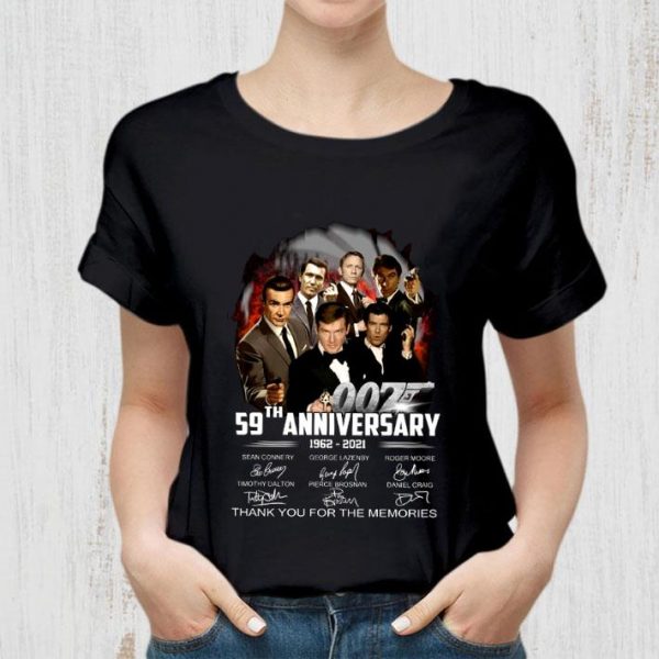 Premium 007 James Bond 59th anniversary 1962-2021 signatures thank you for the memories shirt
