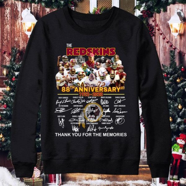 Awesome The Washington Redskins 88th Anniversary 1932 2020 Thank You For The Memories Signatures shirt