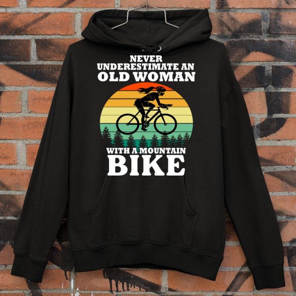Hot Never Underestimate An Old Woman With A Mountain Bike Vintage Retro shirt