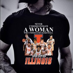 Original Never underestimate a woman who understands basketball and loves ILLINOIS shirt 1