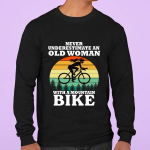 Hot Never Underestimate An Old Woman With A Mountain Bike Vintage Retro shirt 2
