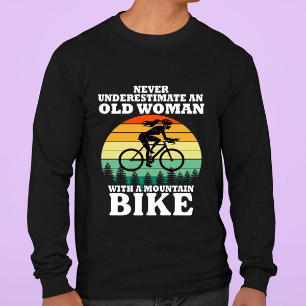 Hot Never Underestimate An Old Woman With A Mountain Bike Vintage Retro shirt