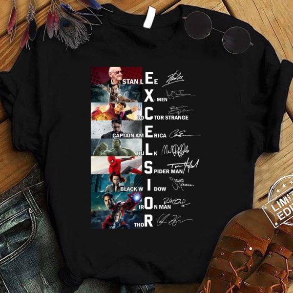 Best Excelsior Stan Lee Marvel Character Signatures shirt