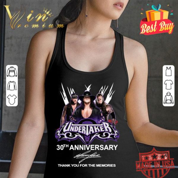 Original The Undertaker 30th anniversary signature thank you for the memories shirt