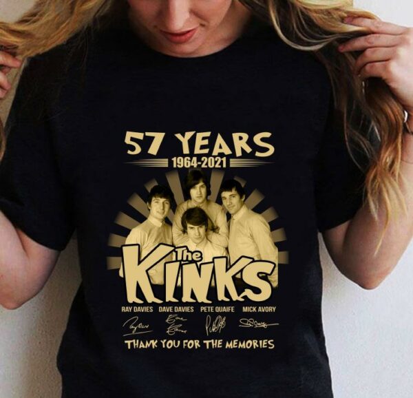 The Kinks 57 years of 1964-2021 signatures thank you for the memories shirt