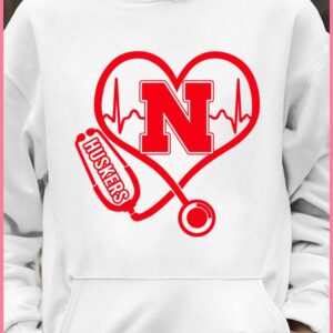 Premium Love Nebraska Cornhuskers Stethoscope Heartbeat nurse shirt 3