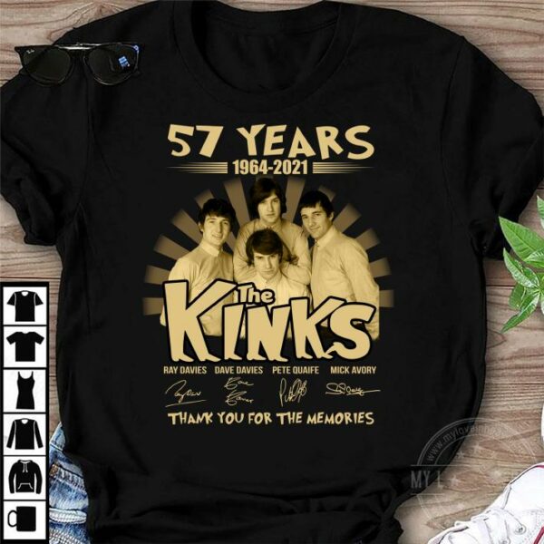 The Kinks 57 years of 1964-2021 signatures thank you for the memories shirt