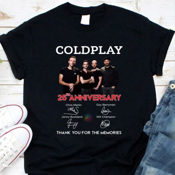Best Awesome Coldplay 25th anniversary signatures shirt