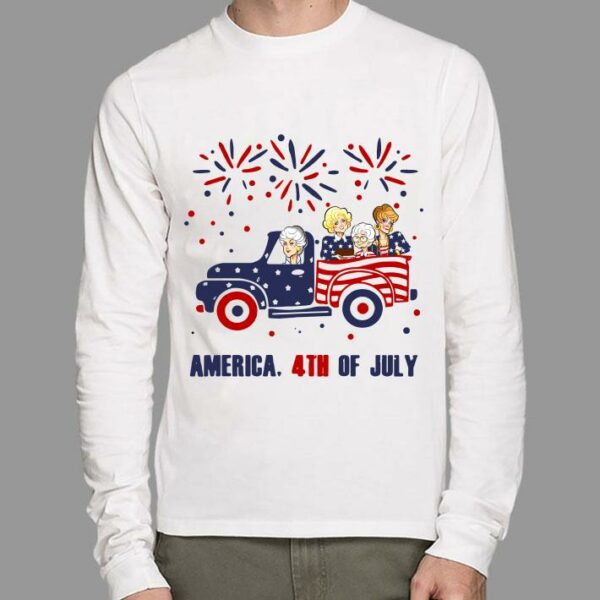 Awesome Golden Girls Characters Driving Car Firework America 4th Of July Independence Day shirt
