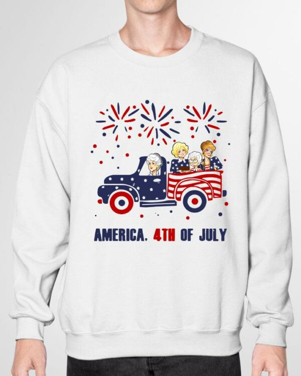 Awesome Golden Girls Characters Driving Car Firework America 4th Of July Independence Day shirt