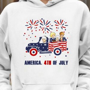 Awesome Golden Girls Characters Driving Car Firework America 4th Of July Independence Day shirt 3