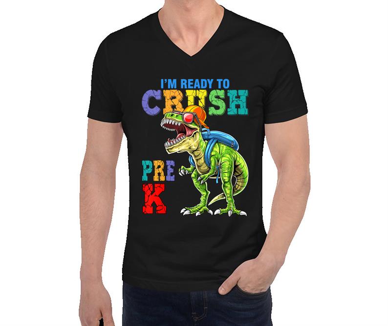 Kids Im Ready To Crush Pre K Dinosaurs Welcome Back To School Vneck - Christmas in July Mid Year Report Still Naughty Official Shirt