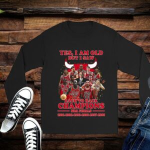 Chicago Bulls Shirt, Yes I Am Old But I Saw Chicago Bulls Basketball Teams Back To Back Champions NBA Finals Shirt 2