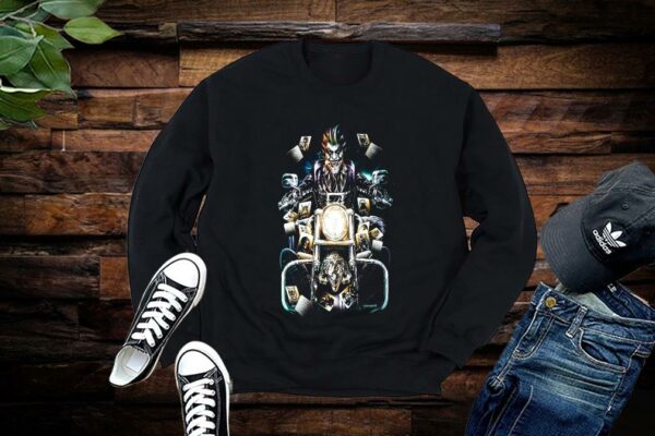 Clown Rider Shirt, Biker Skull Madcap Joker Cards Horror Custom Halloween Shirt Limited