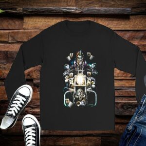 Clown Rider Shirt, Biker Skull Madcap Joker Cards Horror Custom Halloween Shirt Limited 2