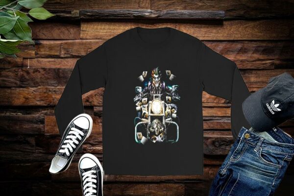 Clown Rider Shirt, Biker Skull Madcap Joker Cards Horror Custom Halloween Shirt Limited