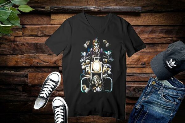 Clown Rider Shirt, Biker Skull Madcap Joker Cards Horror Custom Halloween Shirt Limited