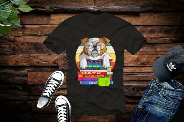 English Bull Dog Back To School Book Worm Dog Shirt Limited
