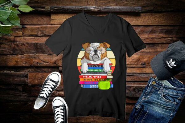 English Bull Dog Back To School Book Worm Dog Shirt Limited
