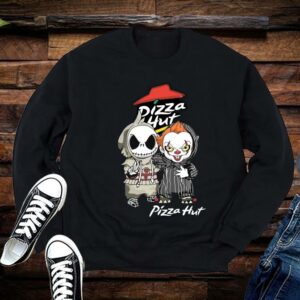 Jack Skellington Shirt, Pennywise Shirt, Funny Jack Skellington And Pennywise Peace Pizza Hut Shirt 1
