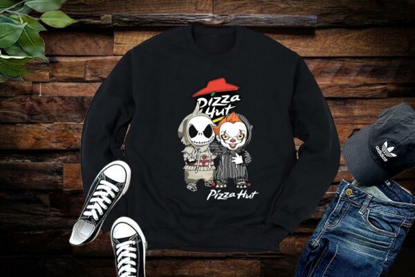 Jack Skellington Shirt, Pennywise Shirt, Funny Jack Skellington And Pennywise Peace Pizza Hut Shirt