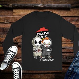 Jack Skellington Shirt, Pennywise Shirt, Funny Jack Skellington And Pennywise Peace Pizza Hut Shirt 2