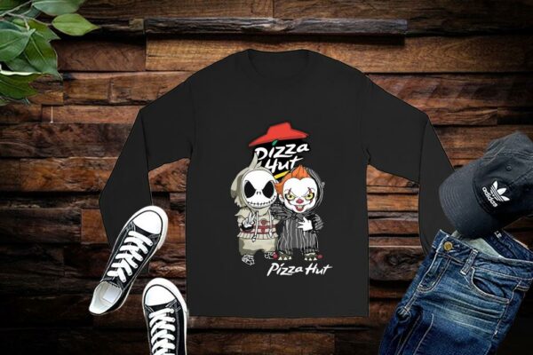 Jack Skellington Shirt, Pennywise Shirt, Funny Jack Skellington And Pennywise Peace Pizza Hut Shirt