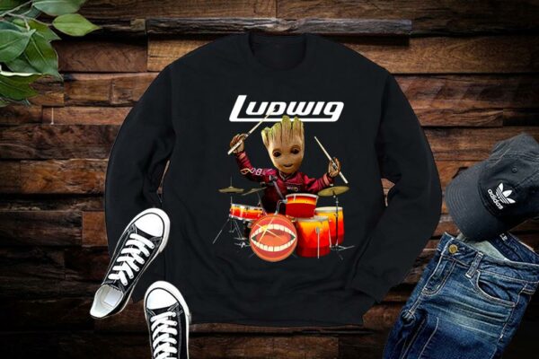 Limited Baby Groot Shirt, Baby Groot Ludwig Drums Shirt
