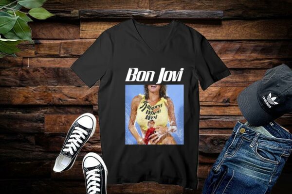 Limited Bon Jovi Shirt, Bon Jovi Slippery When Wet Cover Girl Men's Shirt