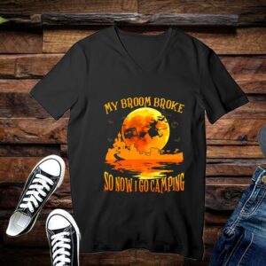 Limited Halloween Shirt, Halloween My Broom Broke So Now I Go Camping Shirt 3
