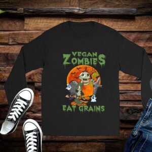 Limited Halloween Vegan Funny Vegan Zombies Eat Grains Funny Vegan Shirt 2