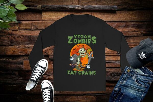 Limited Halloween Vegan Funny Vegan Zombies Eat Grains Funny Vegan Shirt