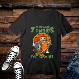 Limited Halloween Vegan Funny Vegan Zombies Eat Grains Funny Vegan Shirt 3