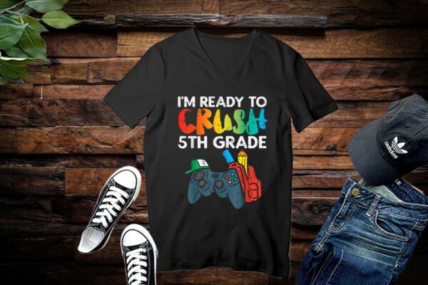 Ready To Crush 5th Grade Fifth Video Gamer Back School Boys Shirt Premium